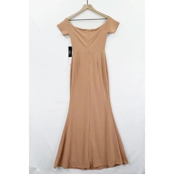 Lulu's Peach Off-Shoulder Maxi Dress - Picture 7 of 15